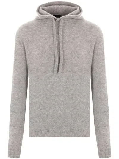 Roberto Collina Knitted Hoodie In Grey