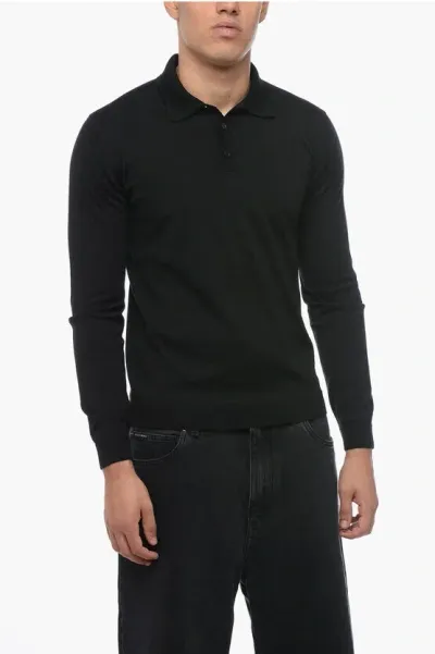 Roberto Collina Polo Neck Wool Sweater In Black