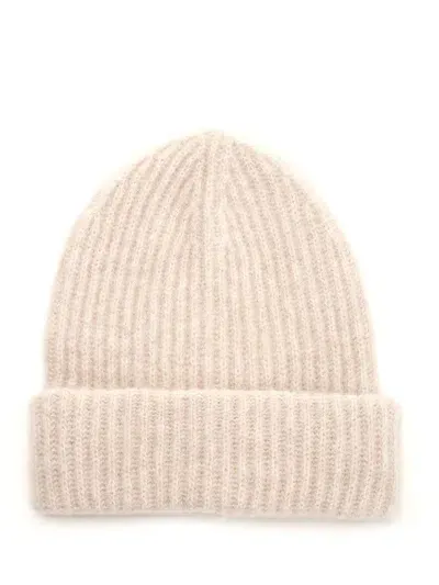 Roberto Collina Brushed Ribbed-knit Beanie In Beige