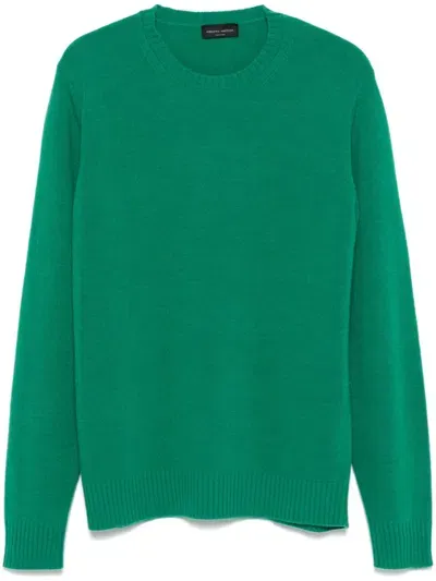 Roberto Collina Ribbed-trim Sweater In Green