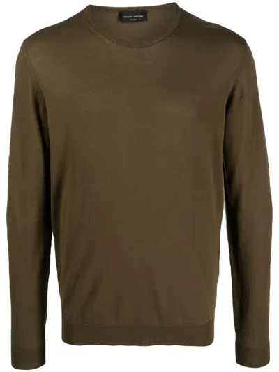 Roberto Collina Long Sleeved Crewneck Sweater In Green