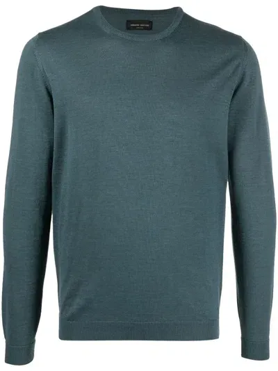 Roberto Collina Round-neck Merino Jumper In Blue