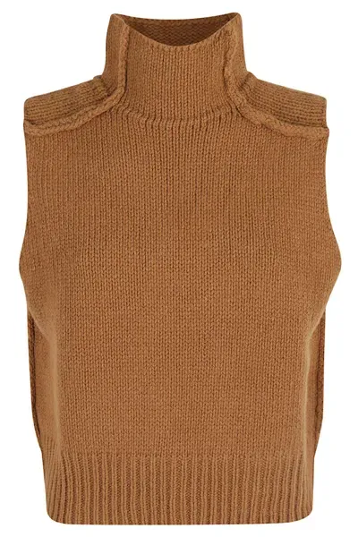 Roberto Collina Slipover Mock Neck In Brown