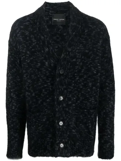 Roberto Collina V-neck Knitted Cardigan In Black