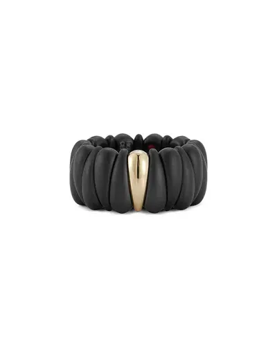 Roberto Demeglio 18k Yellow Gold Demeglio Black Ceramic Ring In Black/gold