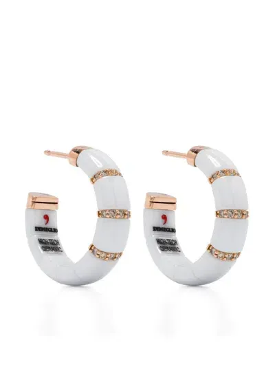 Roberto Demeglio 18kt Rose Gold Pura Hoop Earrings In White