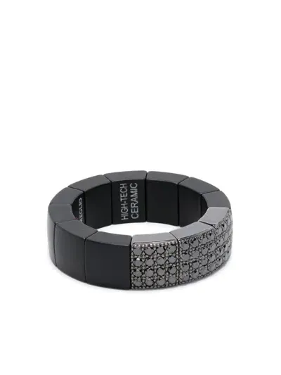 Roberto Demeglio 18kt White Gold Scacco Ring In Black