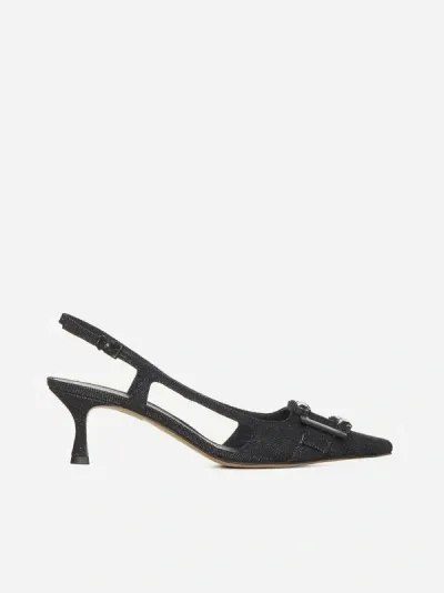 Roberto Festa Atena Denim Slingback Pumps In Black