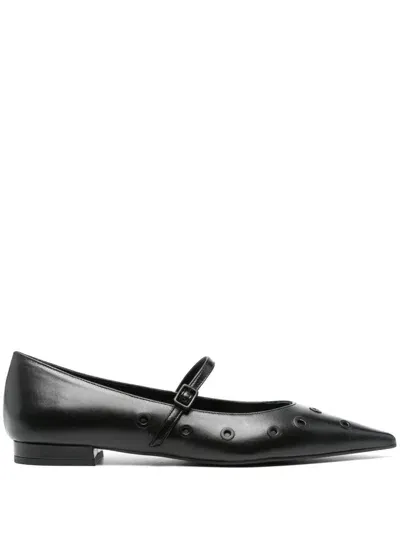 Roberto Festa Eyelet-embellished Ballerina Shoes In Black