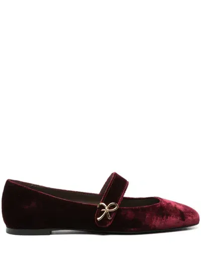 Roberto Festa Velvet Ballet Flats In Red