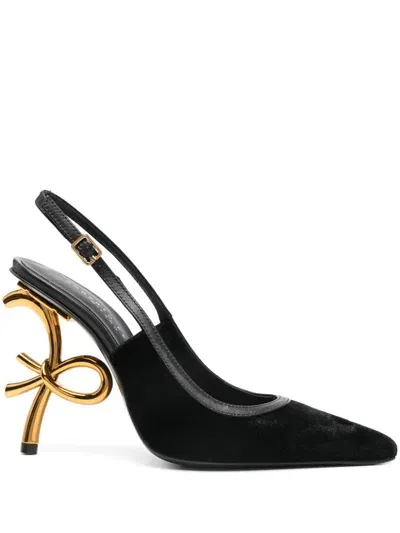 Roberto Festa Velvet Slingback Pumps In Black