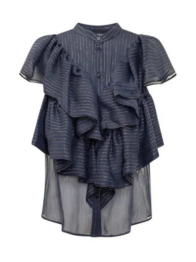 Rochas Stand-up Collar Shirt In Blue