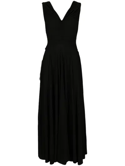 Rochas V-neck Sleeveless Dress In Black