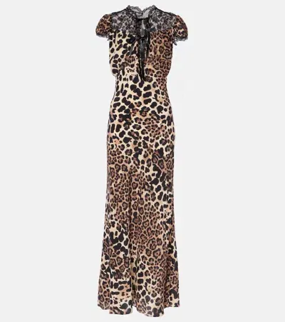 Rodarte Leopard-print Silk Midi Dress In Multicoloured