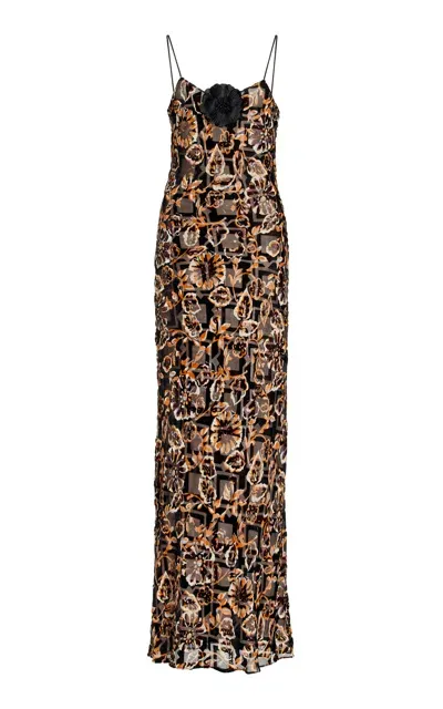 Rodarte Printed Burnout-silk Maxi Slip Dress In Multi