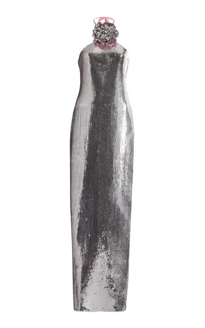 Rodarte Sequined Gown In Silver