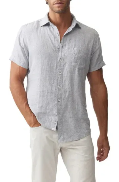 Rodd & Gunn Scotland Street Short Sleeve Linen Dobby Button-up Shirt In Stone