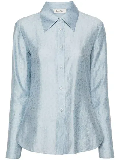 Rodebjer Carmen Floral-embroidered Shirt In Blue