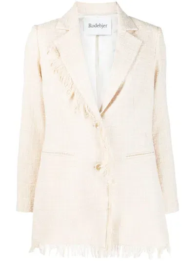 Rodebjer Fringed-edge Single-breasted Blazer In Nude