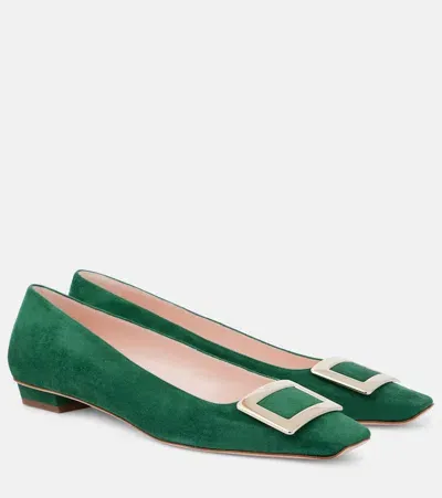 Roger Vivier Belle Vivier 25 Suede Pumps In Green