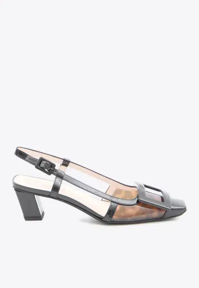 Roger Vivier Belle Vivier 45 Pvc Slingback Pumps In Brown