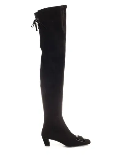 Roger Vivier Belle Vivier Over The Knee Boots In Black