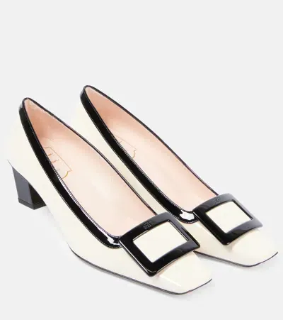 Roger Vivier Belle Vivier Patent Leather Pumps In White