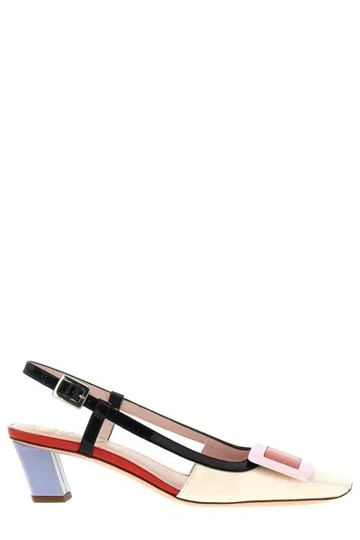 Roger Vivier Covered Buckle Slingback Pumps In Multi