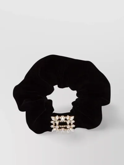 Roger Vivier Embellished Broche Scrunchie In Black