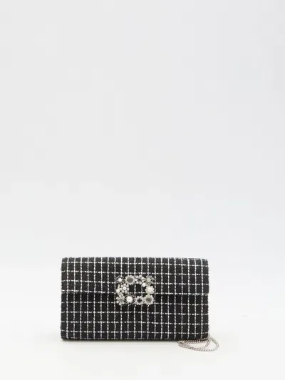 Roger Vivier Efflorescence Clutch In Tweed In Black