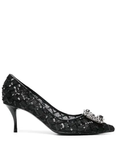 Roger Vivier Flower Strass Pumps In Black