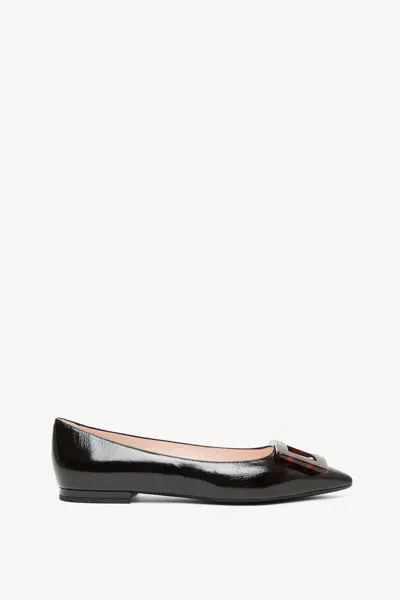 Roger Vivier Gommettine Black Patent Ballerinas