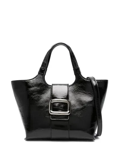 Roger Vivier Grand Vivier Choc Leather Mini Bag In Black