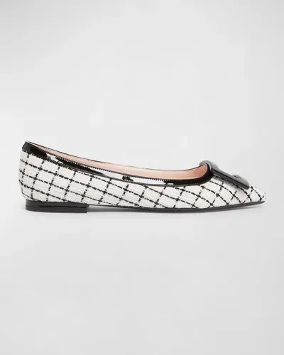 Roger Vivier Grommettine Bicolor Buckle Ballerina Flats In White