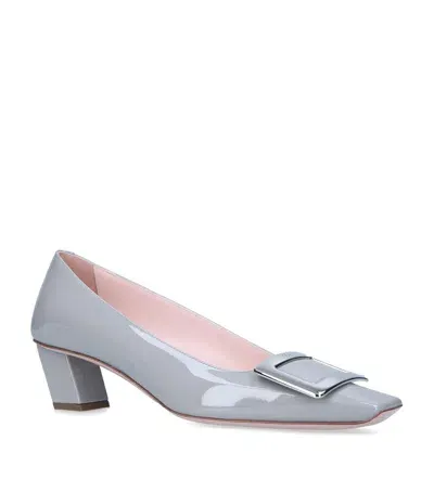 Roger Vivier Leather Belle Vivier Trompette Pumps 45 In Grey