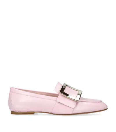 Roger Vivier Leather Buckle-detail Loafers In Pink