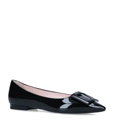 Roger Vivier Leather Gommettine Ballet Flats In Black