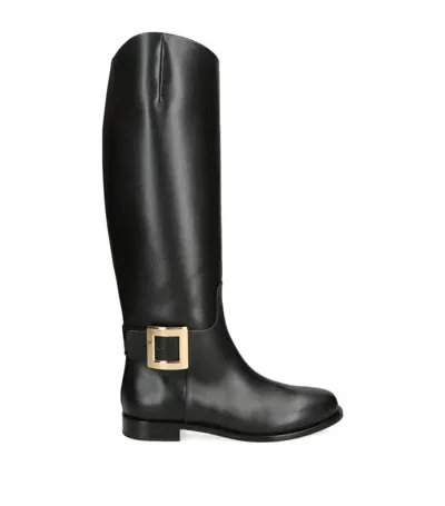 Roger Vivier Leather Riding Boots In Black