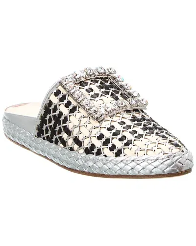 Roger Vivier Lounge Bistrot Leather Mule In Silver