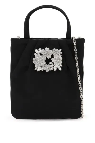 Roger Vivier Micro Satin Buckle Bag In Black