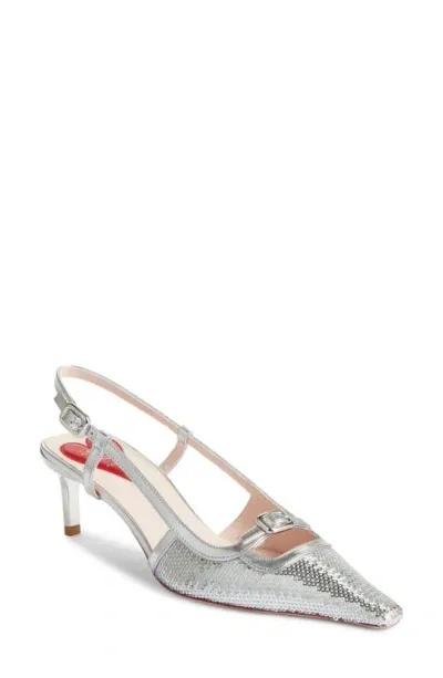 Roger Vivier Mini-buckle Slingback Pumps In Silver