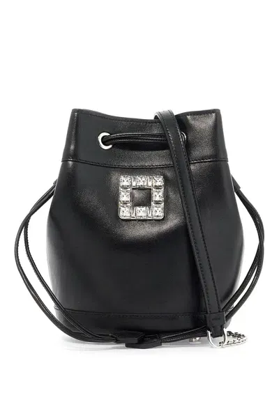 Roger Vivier Mini Leather Trã¨s Vivier Bucket Bag In Black