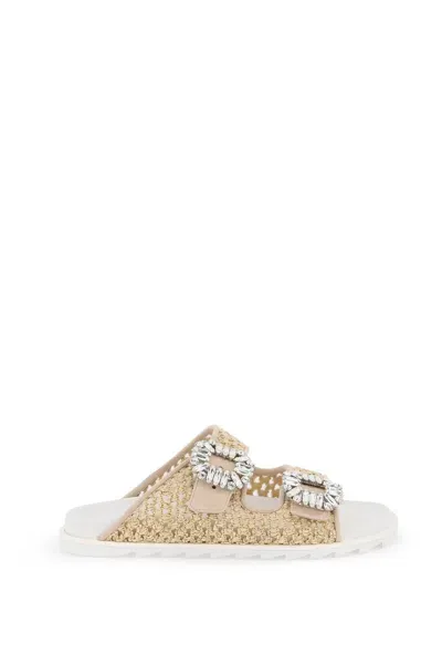 Roger Vivier Embellished Slip In Beige