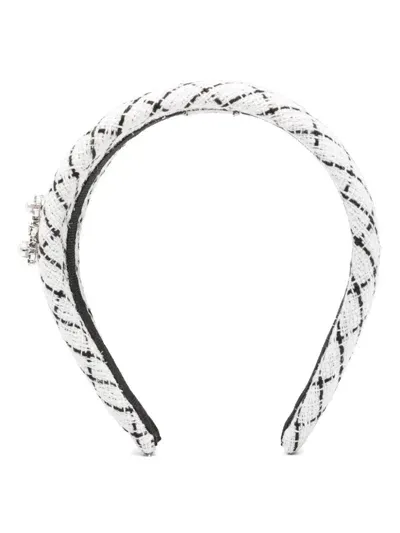 Roger Vivier Rv Flowers Strass Pearl Headband In White