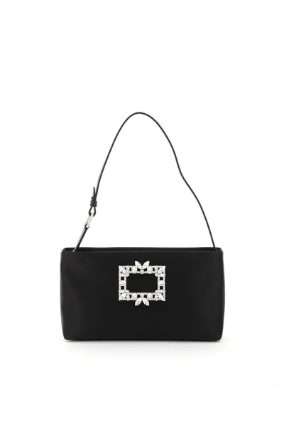 Roger Vivier Rv Nightlily Broche Vivier Buckle Mini Bag In Black