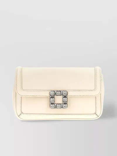 Roger Vivier Studded Chain Strap Clutch Bag In Cire