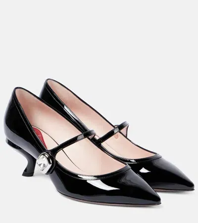 Roger Vivier Virgule Babies Patent Leather Mary Jane Pumps In Black