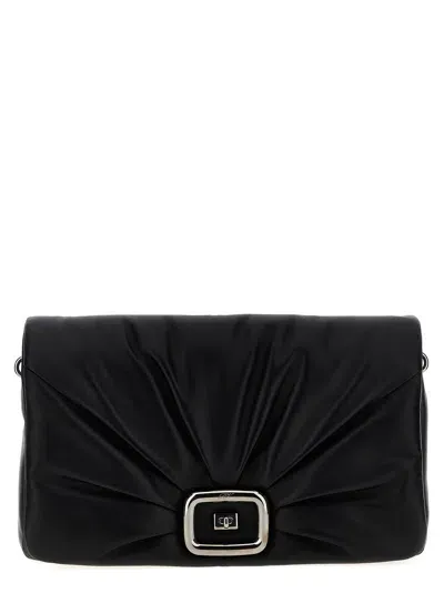 Roger Vivier Chic Draped Large Handbag With Versatile Straps In Black