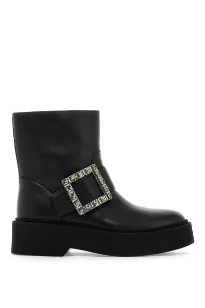 Roger Vivier Women's Viv' Platform Rangers Ankle Boot In Black