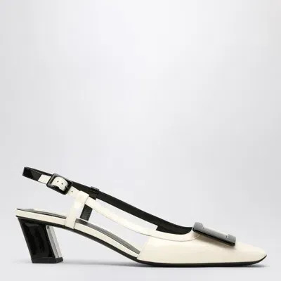 Roger Vivier Women's Belle Vivier Two-tone Patent Leather Sling Pumps In Bianco